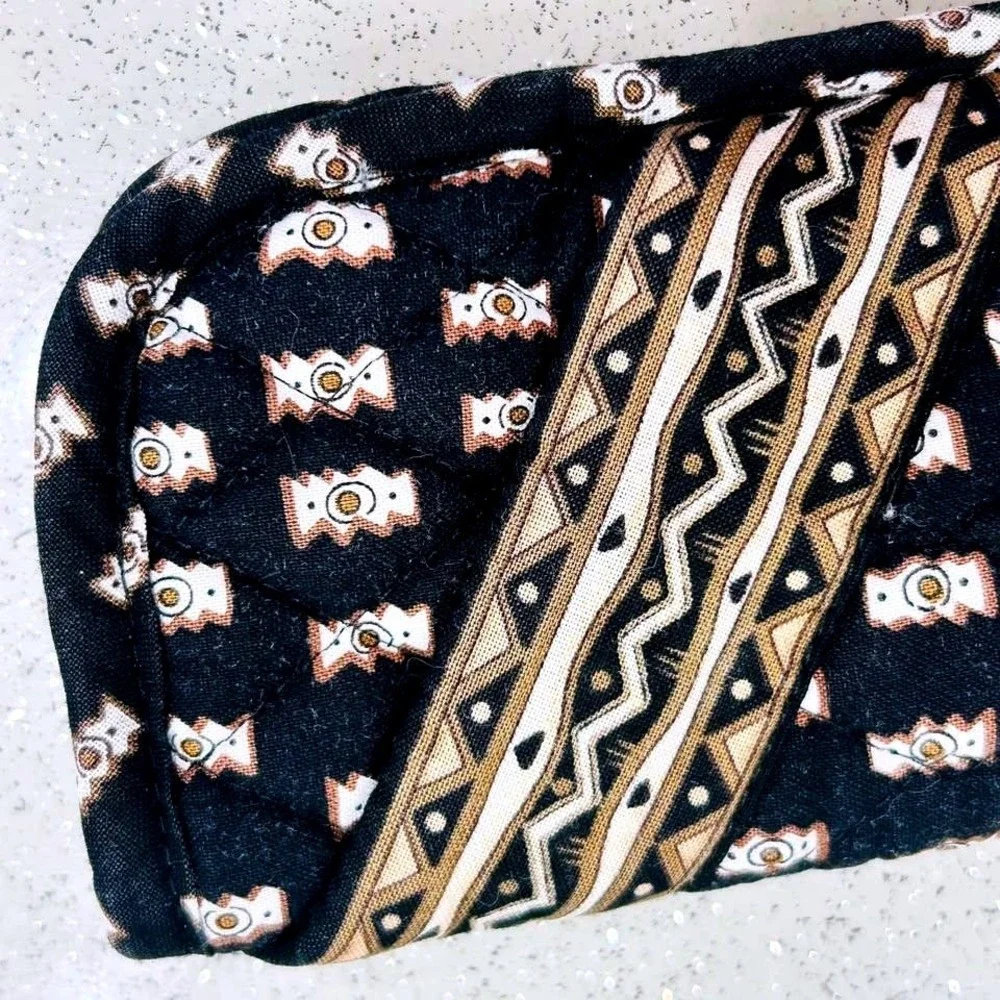 VTG. Vera Bradley ~ Double Eyeglass Case‎ ~ Quilted Tribal Zebra Geometric Print